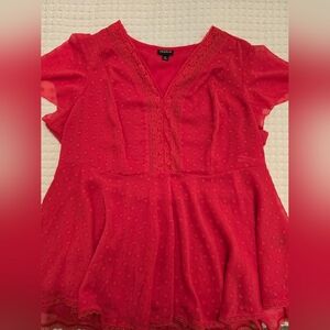 Torrid Red Lace Detail Women's Top